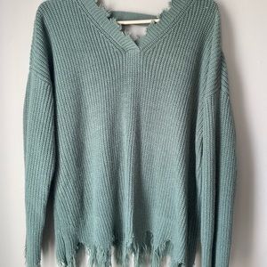 Full Circle Trends Distressed Cropped Sweater.